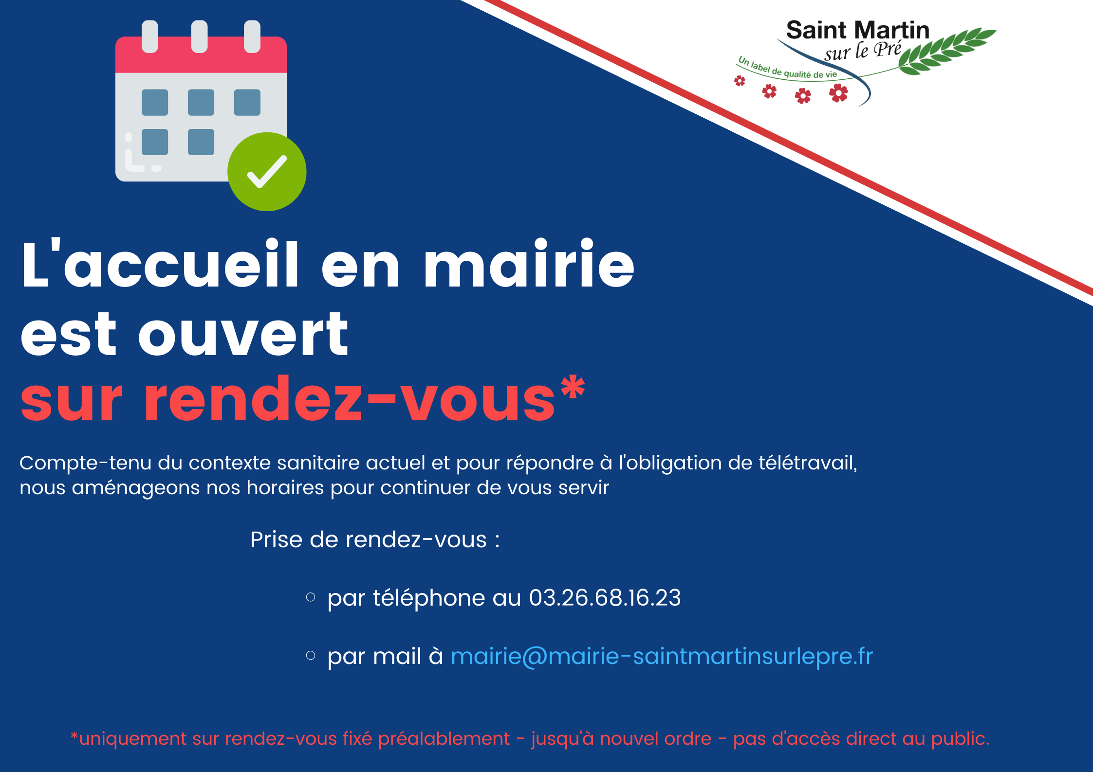 ACCUEIL EN MAIRIE SUR RENDEZ-VOUS