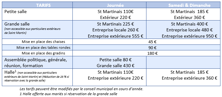 Tarifs SDF + HALLE